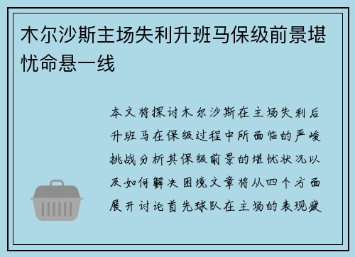 木尔沙斯主场失利升班马保级前景堪忧命悬一线